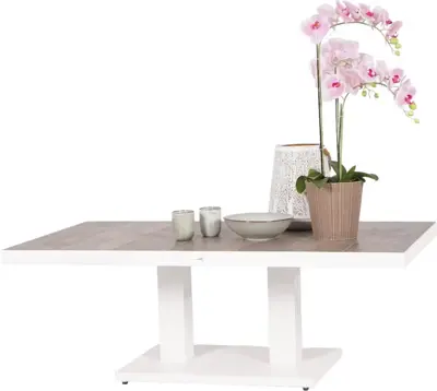 Trestino verstelbare lounge tuintafel codell pop-up 140x85x72cm wit - afbeelding 3