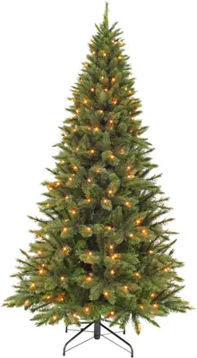 Triumph Tree Forest frosted slim verlichte kunstkerstboom groen 215cm - 256 lampjes - afbeelding 1