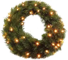Triumph Tree Forest frosted verlichte kerstkrans groen Ø 90cm - 96 lampjes - afbeelding 1