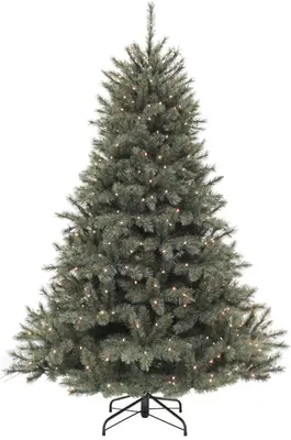 Triumph Tree Forest frosted verlichte kunstkerstboom blauwgroen 185cm - 224 lampjes - afbeelding 1