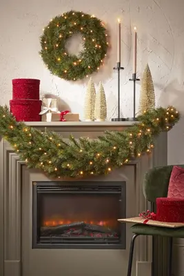 Triumph Tree Forest frosted verlichte slinger groen 180cm - 96 lampjes - afbeelding 2