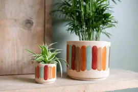 TS Collection bloempot anna keramiek 11x9cm striped - afbeelding 3