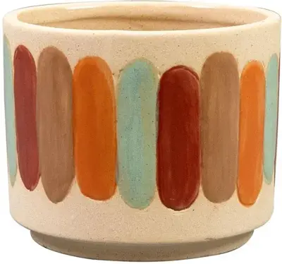 TS Collection bloempot anna keramiek 11x9cm striped - afbeelding 1