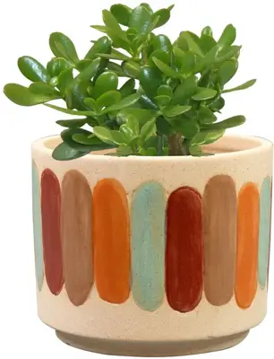 TS Collection bloempot anna keramiek 11x9cm striped - afbeelding 2