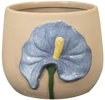TS Collection bloempot antura keramiek 15x12cm blauw