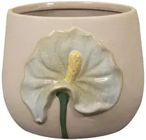 TS Collection bloempot antura keramiek 15x12cm wit - afbeelding 1