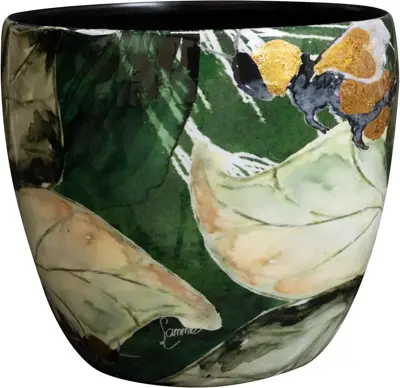 TS Collection bloempot bee metaal 17x15cm green