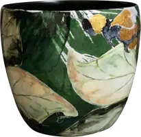 TS Collection bloempot bee metaal 17x15cm green