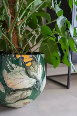 TS Collection bloempot bee metaal 33x28cm green - afbeelding 2