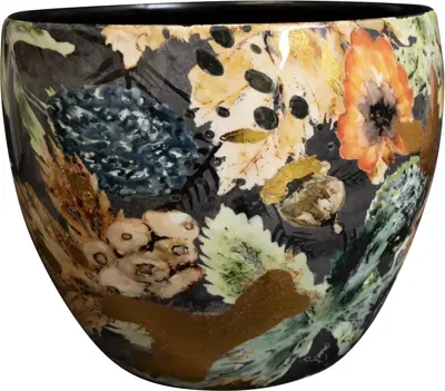 TS Collection bloempot berry metaal 21x16cm blue