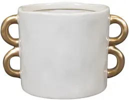 TS Collection bloempot bianca keramiek 14x13cm ivoor - afbeelding 1