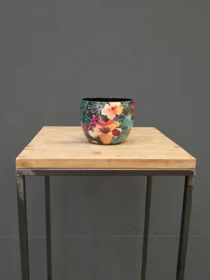 TS Collection bloempot blooming metaal 15x12cm smaragd - afbeelding 2