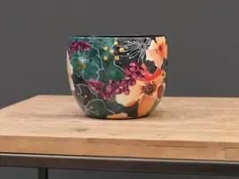 TS Collection bloempot blooming metaal 15x12cm smaragd - afbeelding 1