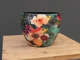 TS Collection bloempot blooming metaal 21x16cm smaragd - afbeelding 1