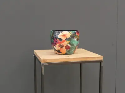 TS Collection bloempot blooming metaal 21x16cm smaragd - afbeelding 2