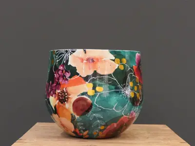 TS Collection bloempot blooming metaal 24x21cm smaragd - afbeelding 1