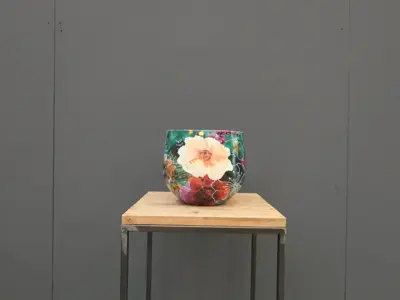 TS Collection bloempot blooming metaal 24x21cm smaragd - afbeelding 2