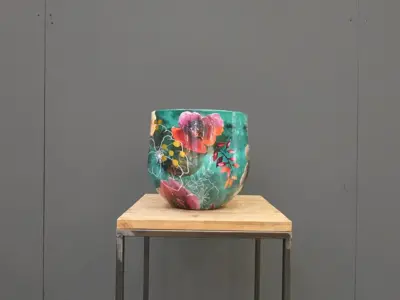 TS Collection bloempot blooming metaal 28x25cm smaragd - afbeelding 3