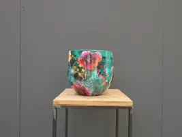 TS Collection bloempot blooming metaal 28x25cm smaragd - afbeelding 3