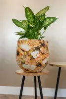 TS Collection bloempot cotton metaal 28x25cm cream - afbeelding 3