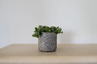 TS Collection bloempot denzel keramiek 14x13cm shiny concrete - afbeelding 2