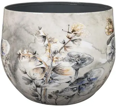 TS Collection bloempot designed by lammie kunststof, metaal 17x15cm moonlight meadow - afbeelding 1
