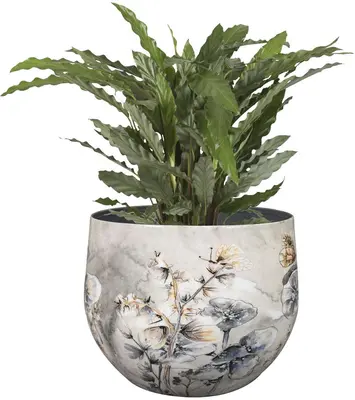 TS Collection bloempot designed by lammie kunststof, metaal 17x15cm moonlight meadow - afbeelding 2