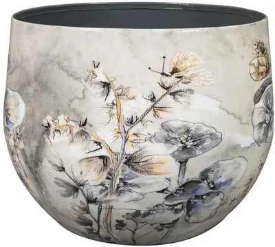 TS Collection bloempot designed by lammie kunststof, metaal 21x17cm moonlight meadow - afbeelding 1