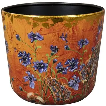 TS Collection bloempot dreamy hummingbird kunststof, metaal 14x12cm dreamy hummingbird