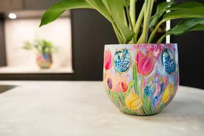 TS Collection bloempot dutch beauty metaal 15x13cm spring - afbeelding 2