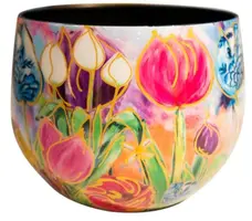TS Collection bloempot dutch beauty metaal 15x13cm spring - afbeelding 1