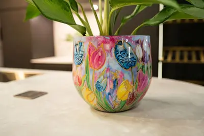 TS Collection bloempot dutch beauty metaal 24x21cm spring - afbeelding 3