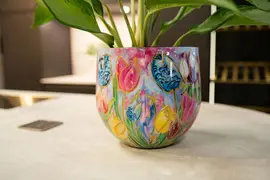 TS Collection bloempot dutch beauty metaal 24x21cm spring - afbeelding 3