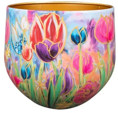 TS Collection bloempot dutch beauty metaal 24x21cm spring - afbeelding 1