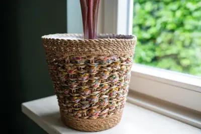 TS Collection bloempot eline textiel 29x29cm coloured - afbeelding 2