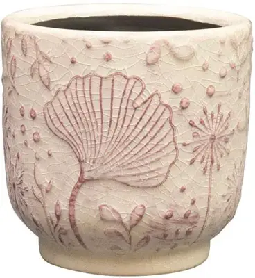TS Collection bloempot emilia keramiek 8x8cm roze - afbeelding 1