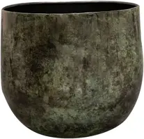 TS Collection bloempot emmie kunststof, metaal 19x17cm mystic green - afbeelding 1