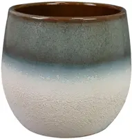 TS Collection bloempot fem keramiek 22x19cm sky blue - afbeelding 1