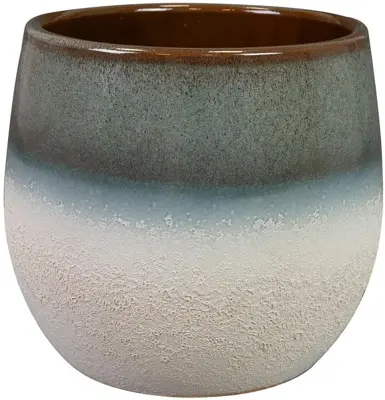 TS Collection bloempot fem keramiek 26x24cm sky blue - afbeelding 1