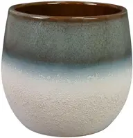 TS Collection bloempot fem keramiek 26x24cm sky blue - afbeelding 1