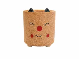 TS Collection bloempot happy steen 8x8cm oranje - afbeelding 1