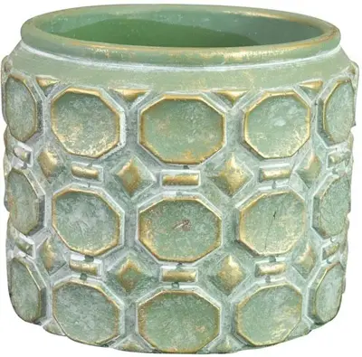 TS Collection bloempot jurre steen 14x11cm groen - afbeelding 1