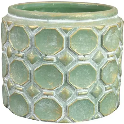 TS Collection bloempot jurre steen 16x13cm groen - afbeelding 1
