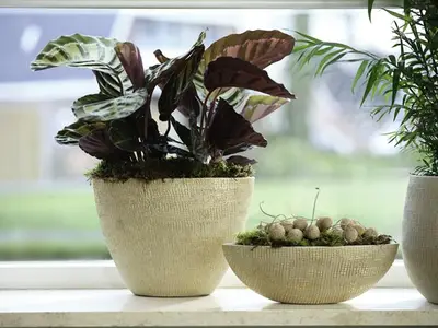 TS Collection bloempot  keramiek 15x13cm shiny sand - afbeelding 3