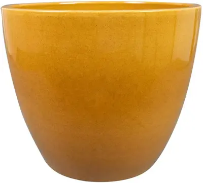 TS Collection bloempot  keramiek 24x22cm mosterd - afbeelding 1