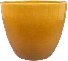 TS Collection bloempot  keramiek 24x22cm mosterd - afbeelding 1