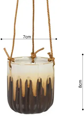TS Collection bloempot  keramiek 7x8cm caramel - afbeelding 2
