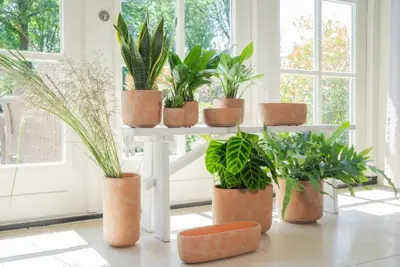 TS Collection bloempot  keramiek 8x8cm terra - afbeelding 2
