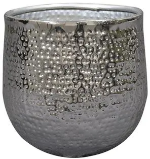 TS Collection bloempot kristy metaal 14x14cm zilver