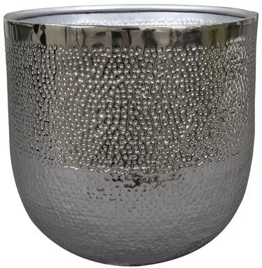 TS Collection bloempot kristy metaal 20x18cm zilver